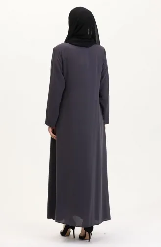 Übergröße Abaya Mit Seitlicher Schleife Und Steinbesatz 5075-05 Rauch 5075-05
