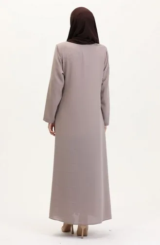 Übergröße Abaya Mit Seitlicher Schleife Und Steinen 5075-06 Nerz 5075-06