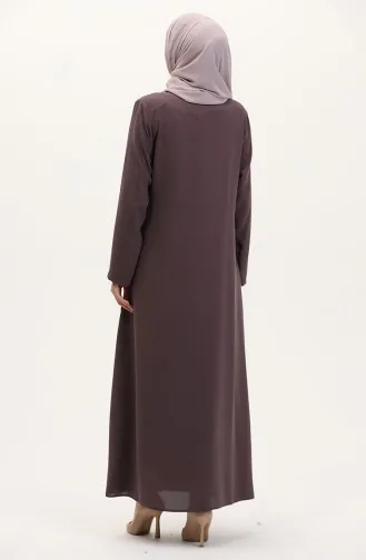 Übergröße Seitlich Gebundene Abaya Mit Steinen 5075-07 Milchkaffee 5075-07