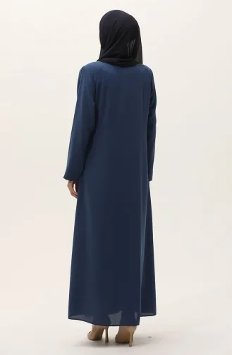 Abaya Lapidée Grande Taille à Nouer Sur Le Côté 5075-08 Indigo 5075-08