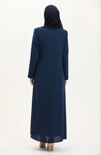 Büyük Beden Yandan Bağlamalı Taşlı Ferace 5075-09 Petrol