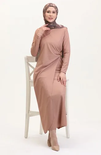 Kemer Detaylı Takım Görünümlü Elbise 4736-01 Pudra