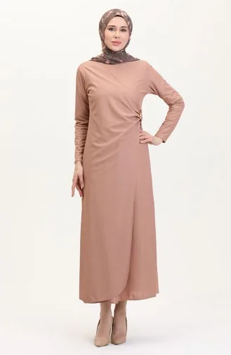 Kemer Detaylı Takım Görünümlü Elbise 4736-01 Pudra