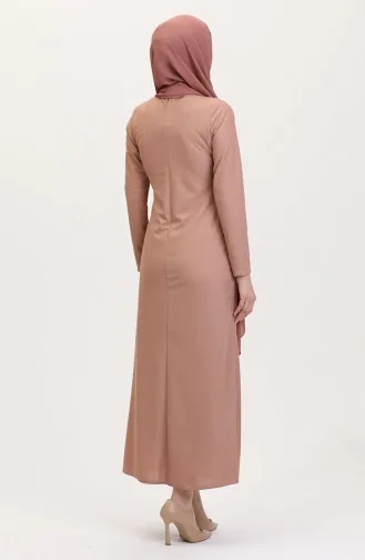 Taş Detaylı Takım Görünümlü Elbise 4740-01 Pudra