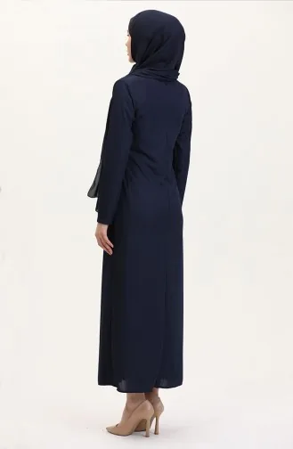 Stein Detailiertes Anzug-Look Kleid 4740-02 Dunkelblau 4740-02