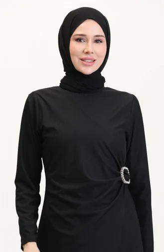 Taş Detaylı Takım Görünümlü Elbise 4740-03 Siyah