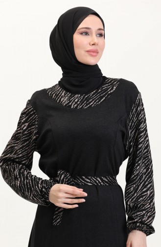 Schwarz Hijab Kleider 4405A-01