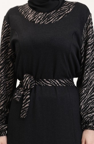 Schwarz Hijab Kleider 4405A-01