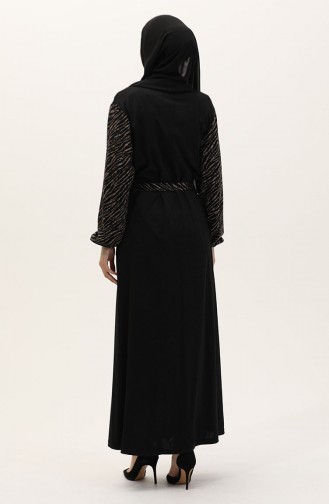 Schwarz Hijab Kleider 4405A-01