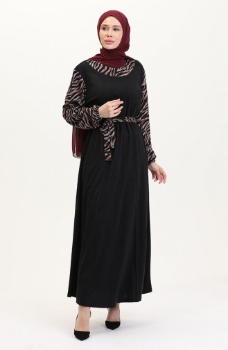 Weinrot Hijab Kleider 4405B-01