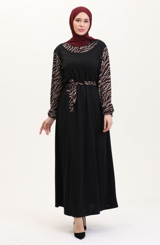 Weinrot Hijab Kleider 4405B-01
