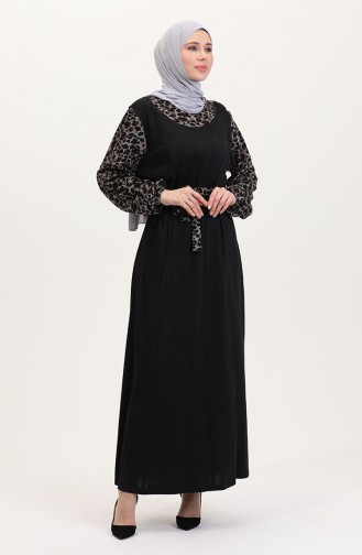 Weinrot Hijab Kleider 4405C-01