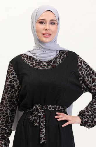 Weinrot Hijab Kleider 4405C-01
