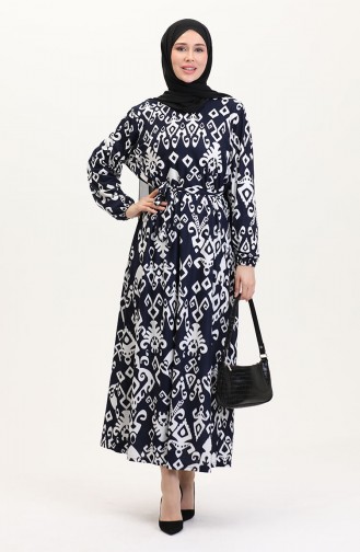 Dunkelblau Hijab Kleider 4582J-02