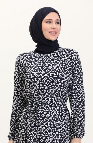 Dunkelblau Hijab Kleider 4582K-02