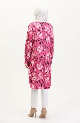 Büyük Beden Desenli Tunik 1129-01 Fuşya