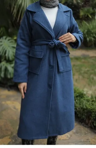 Indigo Cachet-jas Met Omslagdetail 655