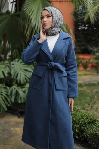 Indigo Cachet-jas Met Omslagdetail 655