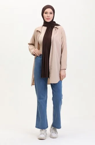 بنطلون بخصر مطاطي وقصة واسعة من الأسفل 181612-02 أزرق 181612-02