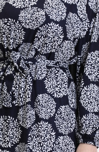 Navy Blue Hijab Dress 4582D-02