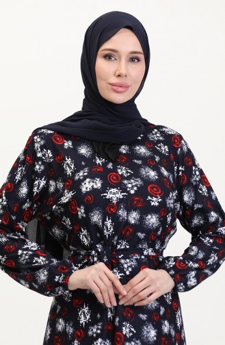 Dunkelblau Hijab Kleider 4582E-02