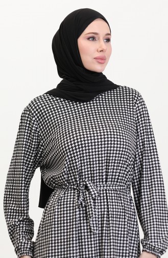 Schwarz Hijab Kleider 4582F-01