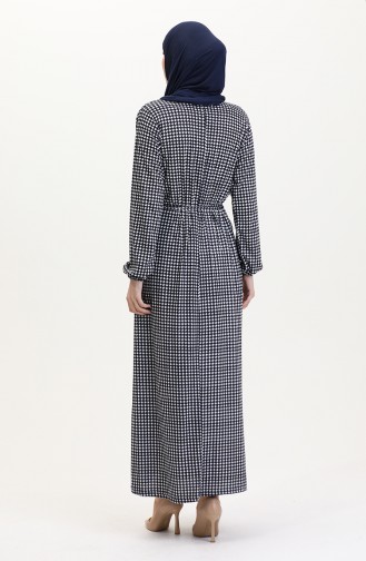 Navy Blue Hijab Dress 4582F-02