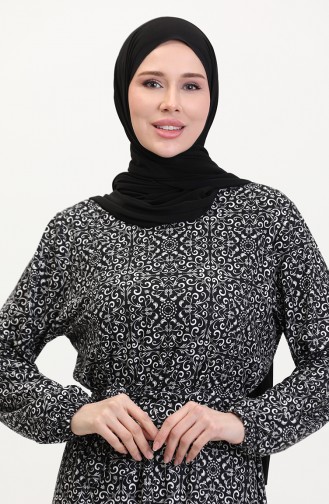 Schwarz Hijab Kleider 4582G-01