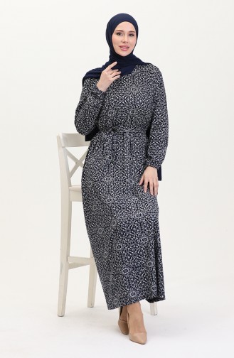 Dunkelblau Hijab Kleider 4582G-02