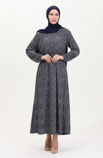 Dunkelblau Hijab Kleider 4582G-02