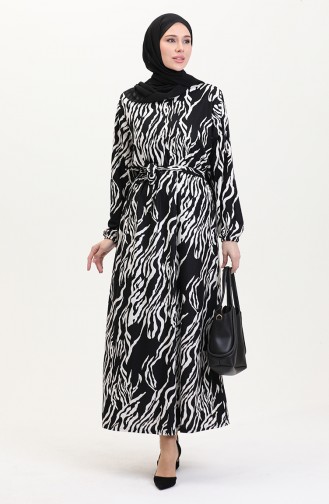Kuşaklı Emrpime Süet Elbise 4582H-01 Siyah