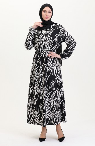 Kuşaklı Emrpime Süet Elbise 4582H-01 Siyah