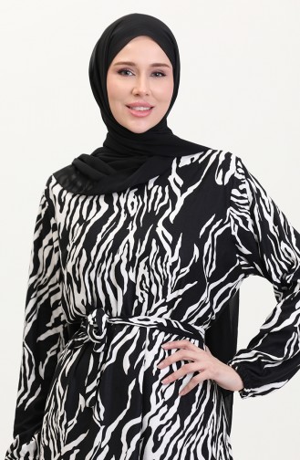 Kuşaklı Emrpime Süet Elbise 4582H-01 Siyah