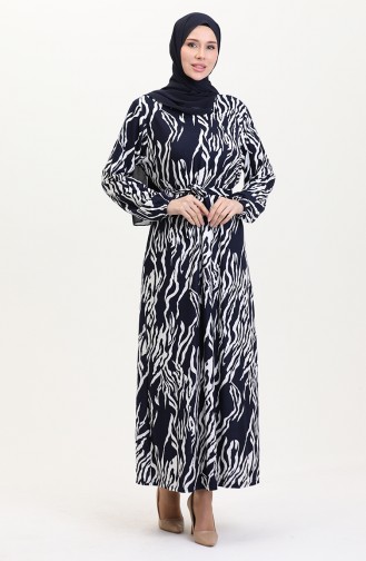 Dunkelblau Hijab Kleider 4582H-02
