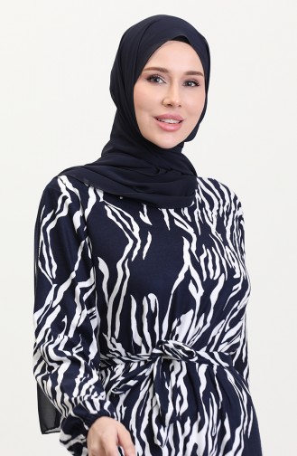 Dunkelblau Hijab Kleider 4582H-02