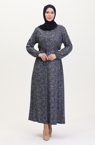 Dunkelblau Hijab Kleider 4582İ-02