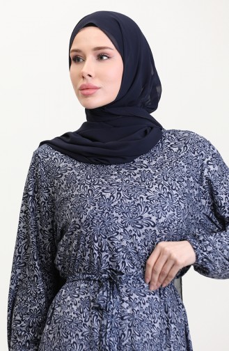 Dunkelblau Hijab Kleider 4582İ-02