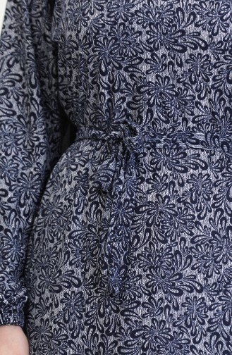 Dunkelblau Hijab Kleider 4582İ-02