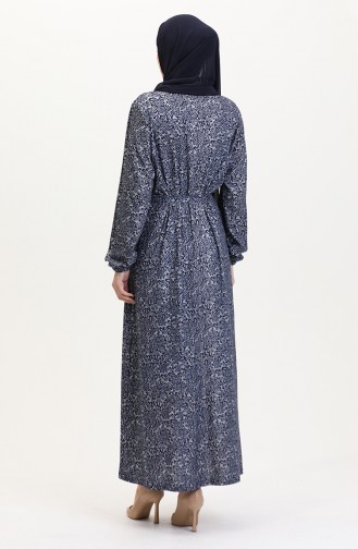 Dunkelblau Hijab Kleider 4582İ-02