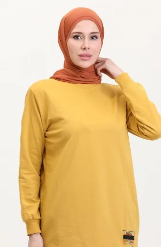 Tunique En Coton Peigné Deux Fils 280128-12 Jaune Moutarde Foncé 280128-12