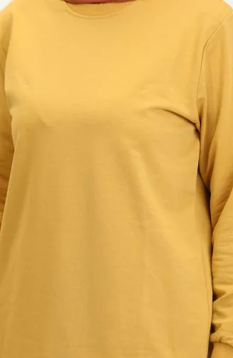 Tunique En Coton Peigné Deux Fils 280128-12 Jaune Moutarde Foncé 280128-12