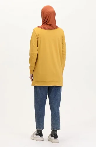 Tunique En Coton Peigné Deux Fils 280128-12 Jaune Moutarde Foncé 280128-12
