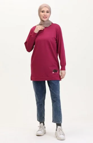 Twee-draads Gekamde Katoenen Tuniek 280128-13 Fuchsia 280128-13