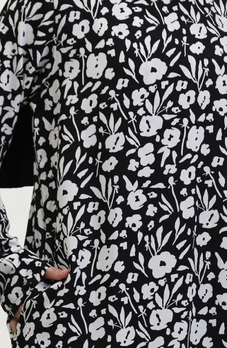 Robe De Prière Abaya En Viscose 6366-04 Noir Et Blanc 6366-04