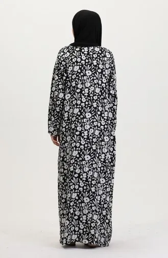 Robe De Prière Abaya En Viscose 6366-04 Noir Et Blanc 6366-04