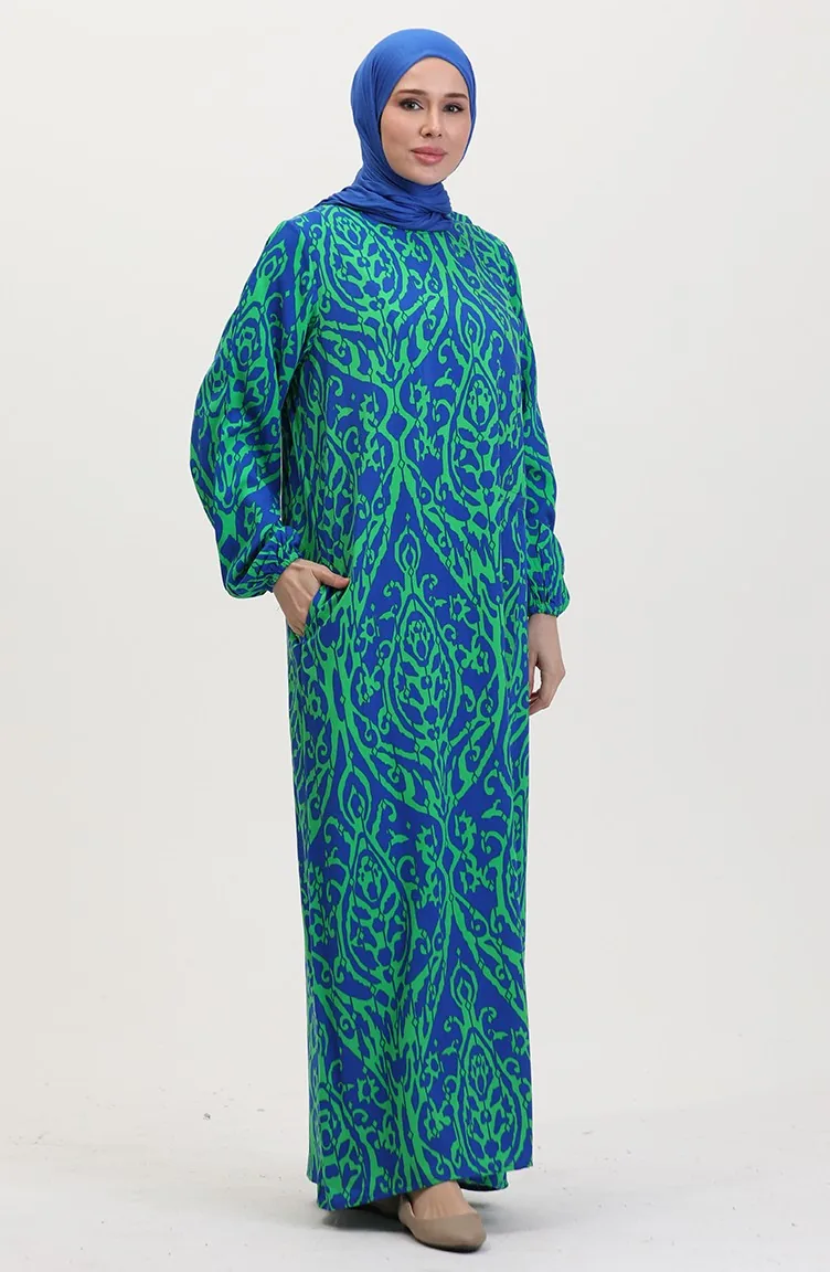Robe De Prière Abaya En Viscose 6370-02 Vert 6370-02
