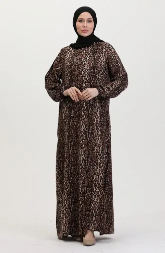 Robe De Prière Abaya En Viscose 6370-03 Marron 6370-03