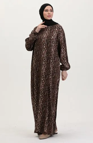 Robe De Prière Abaya En Viscose 6370-03 Marron 6370-03