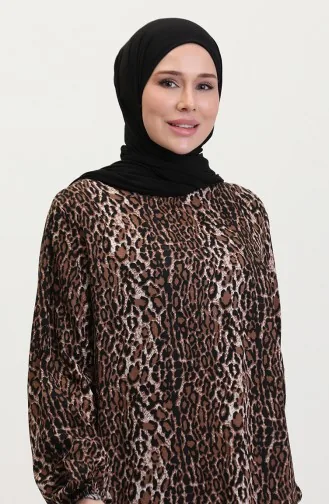 Robe De Prière Abaya En Viscose 6370-03 Marron 6370-03