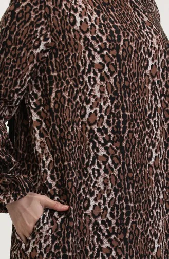 Robe De Prière Abaya En Viscose 6370-03 Marron 6370-03